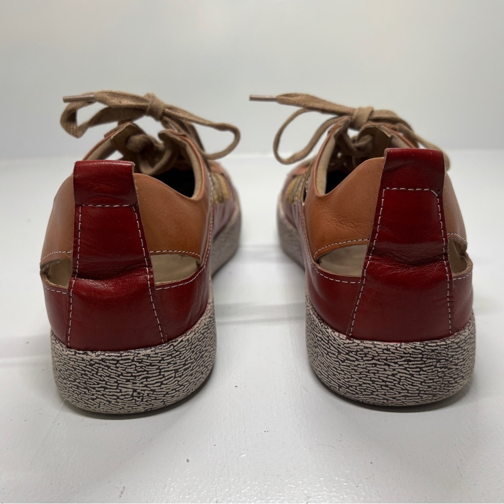 L’Artiste Spring Step “Porscha” Leather Sneakers EU 41 US 10–10.5 Red Colorblock - Picture 7 of 11